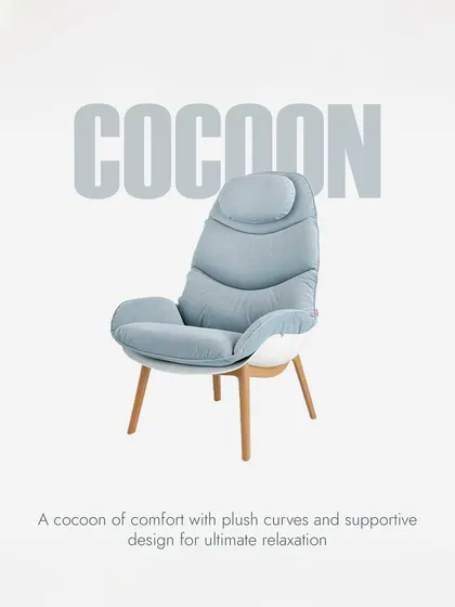 This lounge chair is designed to be a cocoon of comfort. The plush curves, supportive headrest, and modern silhouette make it the perfect spot for ultimate relaxation.