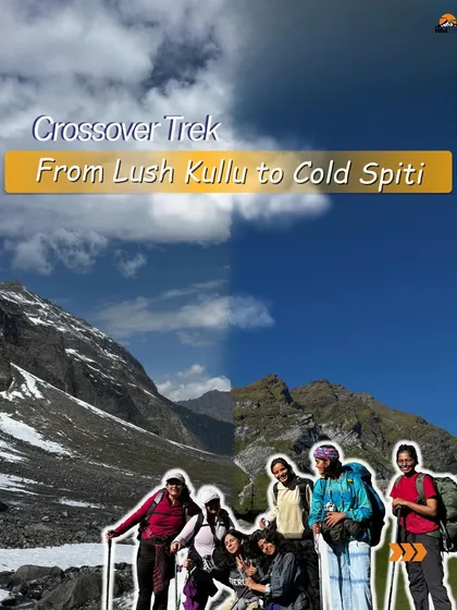 A visual representation of the crossover trek, showing the transition from the lush Kullu side to the cold desert of Spiti.