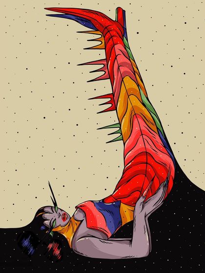 Another fierce, colorful creature from the 'You do you boo' exhibition series.