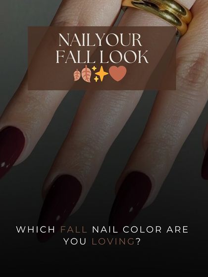 Nail your fall look. Which autumn nail color are you loving? This graphic showcases a deep, glossy red perfect for the season.