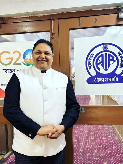 This photo was taken at the Akashvani (All India Radio) building, a place from where I have broadcasted numerous legal awareness programs. My work here focuses on making complex laws, such as those governing rent and property, understandable to everyone.