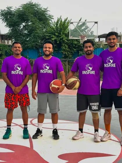 The Insfire coaching staff, on the court and ready to train. We bring a wealth of experience and a shared passion for developing athletes.