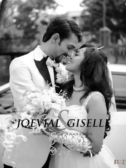 "Love Shines Bright in Black & White." A beautiful, intimate black and white portrait of the Christian couple.
