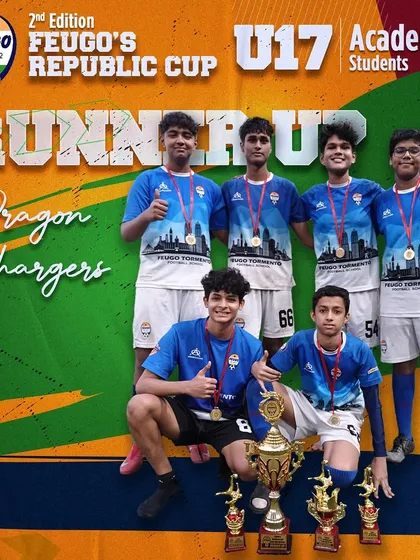 The 'Dragon Chargers', our U-17 Runner-Up team, celebrating a successful Republic Day Cup campaign.