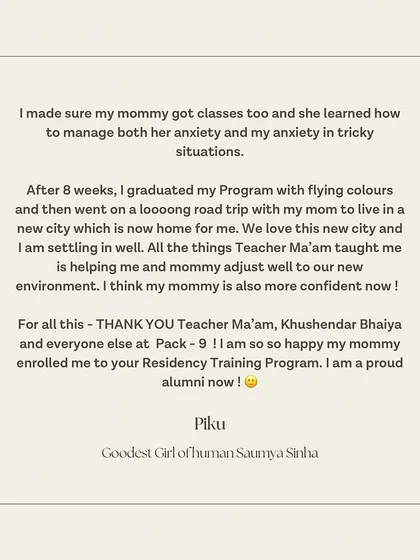 Piku's letter concludes with a big thank you, proud to be a Pack-9 alumni.