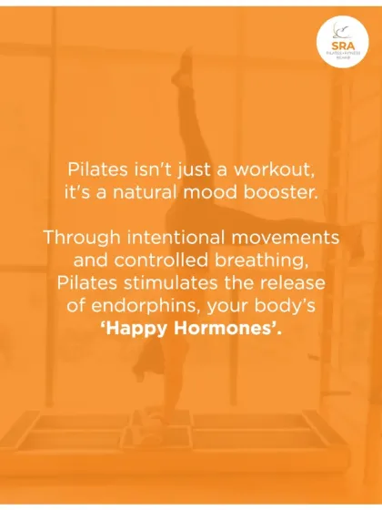 Pilates stimulates the release of endorphins, your body's 'Happy Hormones', through intentional movement and controlled breathing.