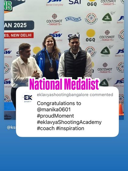 Celebrating our coach and inspiration, Manika, on her Bronze Medal win in the 50M Free Pistol Women Master ISSF event at the 67th National Shooting Championship. Her performance also qualified her for the Indian Team Trials.