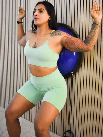 Here's another great way I use the Bosu ball in my sessions. This wall squat variation helps improve posture and build endurance in the legs and core while supporting the back.