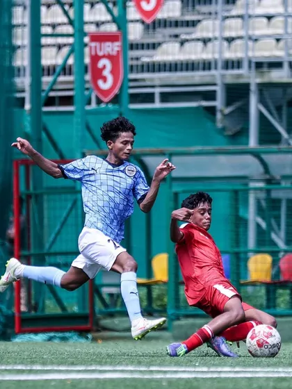 A tough slide tackle during the WIFA U17 State League. Our players give their all and learn valuable lessons from every match, win or lose.