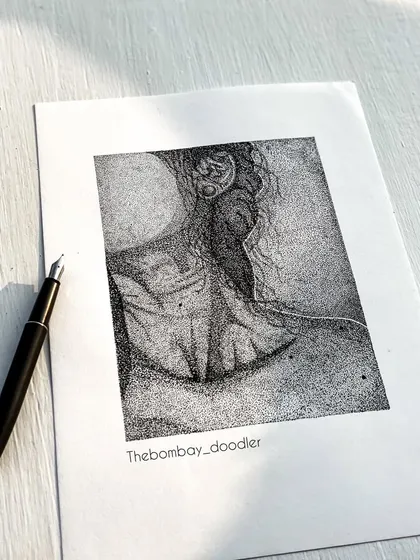 A closer look at the dot work in this stippling art piece. It's a messy, chaotic world, but there is always beauty and wonder to be found if you look closely.