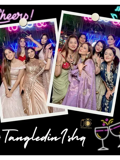 Cheers to memories that last forever! A collage of happy faces from the #TangledinIshq cocktail night, perfectly framed with the event's custom hashtag.