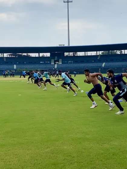 Speed is a non-negotiable for cricketers. This shot captures a team sprint drill, a core part of my program designed to improve acceleration, top-end speed, and the competitive drive essential for match day.