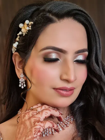 My signature 'glass finish' look in a single picture. This is for my engagement brides who want that radiant, dewy skin that glows from within, paired with soft, shimmery eyes.