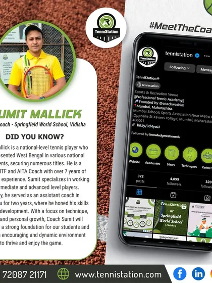 Meet Sumit Mallick, our Head Coach at Springfield World School, Vidisha. A national-level player and certified ITF and AITA coach with over 7 years of experience, he specializes in developing intermediate and advanced players.