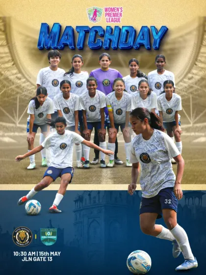 Our matchday graphic for the clash against Juba Sangha, featuring a full team photo and action shots to build excitement for the game.