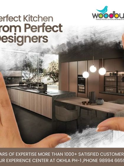 We are the perfect designers for your perfect kitchen. This graphic illustrates our ability to bring any vision, like this stunning open-concept kitchen with a large island, to reality.