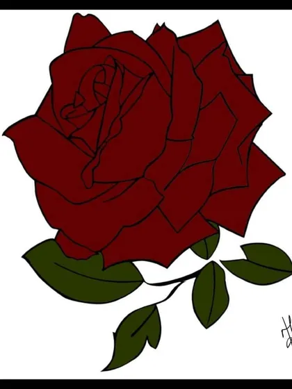 An illustration of a deep red rose. Inspired by the quote, 'But he who dares not grasp the thorn, should never crave the rose'. It's about embracing challenges to achieve something beautiful.