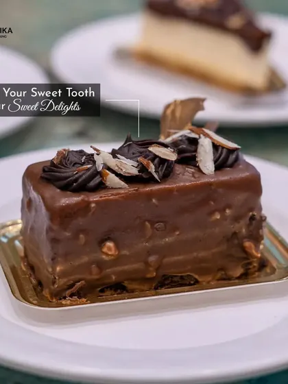 Satisfy your sweet tooth with our sweet delights, like this decadent chocolate pastry. Available only at our Jogeshwari outlet.