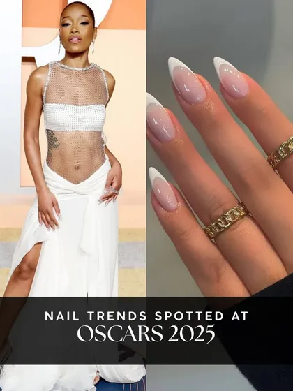 A classic V-shape French manicure is always a chic choice. This clean and elegant look from the Oscars is timeless and sophisticated.