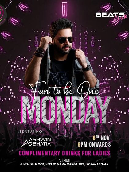 Fun to be One Monday. A poster for a special Monday night gig at Ginza, designed to make your Monday blues go away.