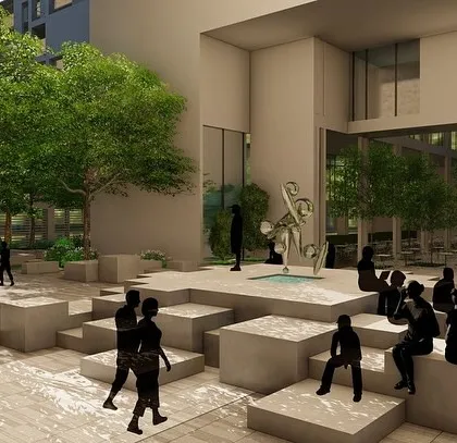This stepped plaza, proposed for the Maharashtra State Skills University, functions as an informal amphitheater and social hub. The design breaks down formal barriers, creating a democratic space for students to gather, perform, and exchange ideas.