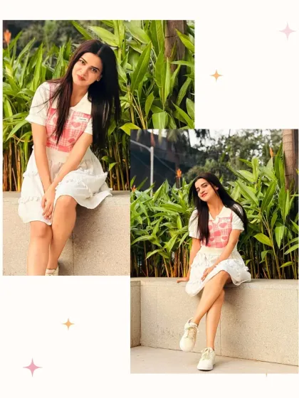 A collage of the lovely Nishha Borude after her visit to our salon. Her hair looks healthy, shiny, and fabulous.