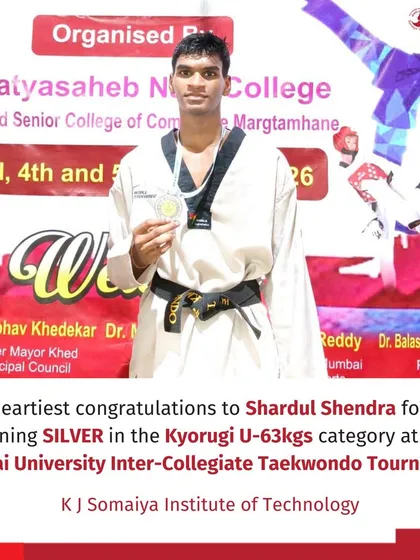 Shardul Shendra holds his silver medal won in the Kyorugi U-63kgs category at the Mumbai University Inter-Collegiate Taekwondo Tournament.