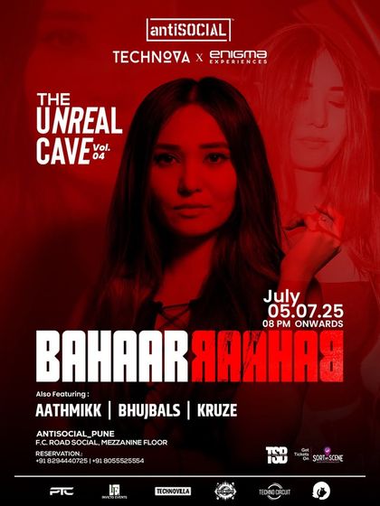 The poster for 'The Unreal Cave' at Antisocial, Pune. Bringing ballistic energy to a city I love.
