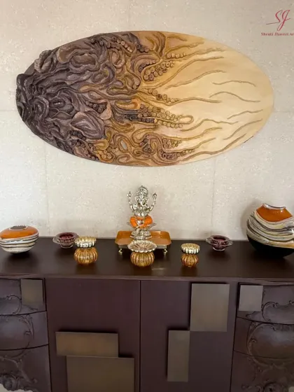 The details of "The Enchanted Abyss" complementing the decor. My art is meant to integrate with a space, not just occupy it.