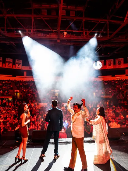 Taking a bow in Dallas. My full band setup is perfect for clients looking for a powerful Bollywood live band for their event.