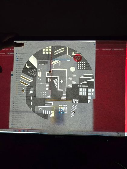 A behind the scenes look at Vidya developing the digital animation of her drawing, where elements come together to fill the cosmic void of the circle.