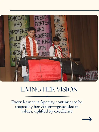 Every learner at our school continues to be shaped by the vision of our founders. Here, students perform on the keyboard, living the vision of being grounded in values and uplifted by excellence in the arts.