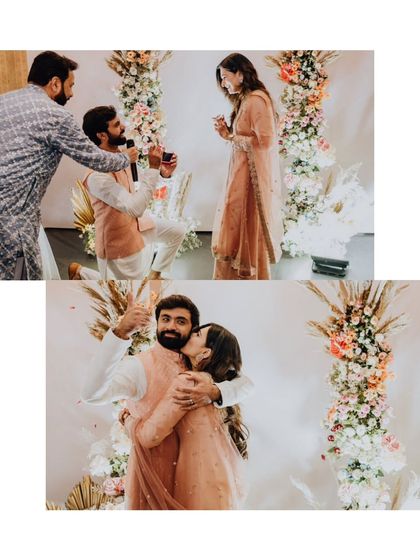 A surprise proposal during the engagement ceremony. These unexpected, emotional moments are what make a story unique.