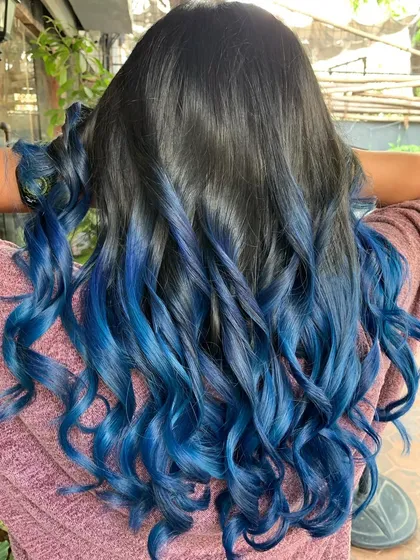 The back view of the blue ombre, showing the full effect of the color gradient.