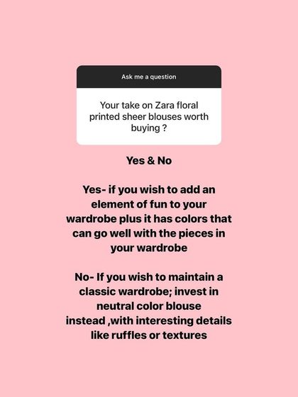 A client asked for my take on Zara's floral sheer blouses. I give a "Yes & No" answer, explaining who they're for and what to consider before buying.