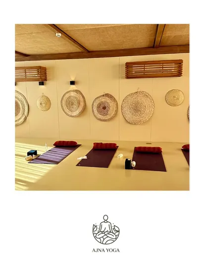 The serene setup for our retreat in Al-Ula, Saudi Arabia. The minimalist decor with natural elements creates a calm and grounding space for practice.