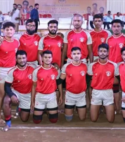 The full Vijay Club team in our red jerseys for the international match.