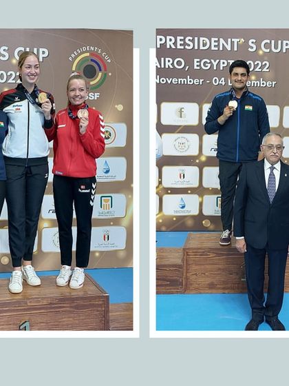 Our nation's top shooters, Rudrankksh Patil and Anjum Moudgil, winning the prestigious ISSF President's Cup. We celebrate the success of all Indian athletes on the world stage.