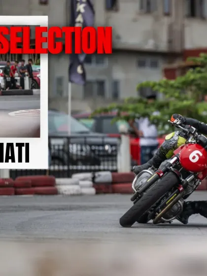 A collage from the Guwahati Zonal Selection, showing riders cornering.