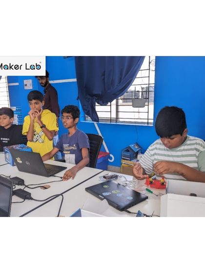 Students collaborating and learning together is a common sight in our labs. We encourage peer-to-peer learning and teamwork.