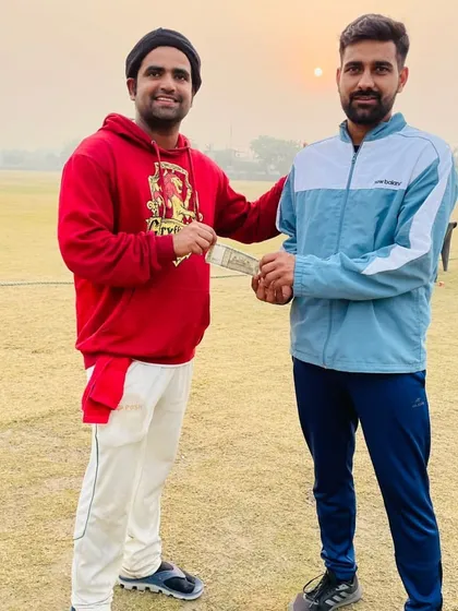 Recognizing our debutant off-spinner, Sunny Kumar, after he took his first wicket in the DDCA league. We support our players from their very first step.