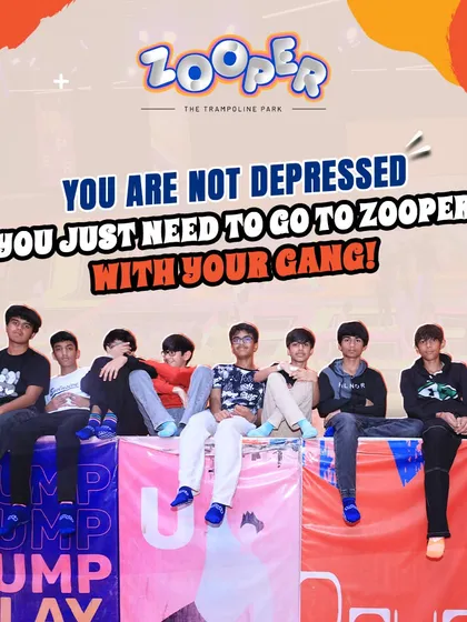 You're not depressed, you just need to go to Zooper with your gang. A group of friends chilling out after a fun session.