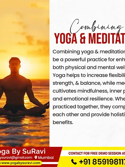 Combining yoga and meditation is a powerful practice for enhancing both physical and mental well-being, cultivating inner peace and resilience.