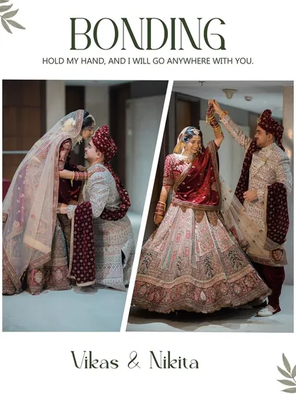 Playful and loving moments between a couple in their beautiful wedding reception attire.