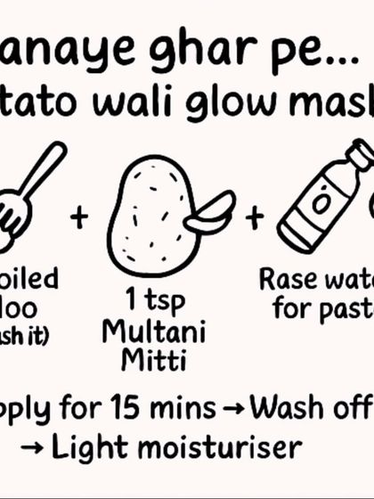 Here's a simple DIY potato glow mask you can make at home. Just mix boiled potato, multani mitti, and rose water. This shows the power of the simple, natural ingredients I use in my products.