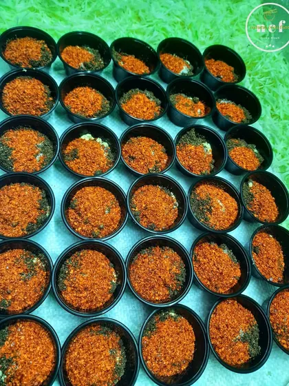 The essential spice mix for our Manipuri Singju, ready to be packed into individual portions for our customers.