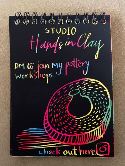 A creative doodle asking the big question: Handbuilding pottery workshop or Sgraffito plate workshop? Which will you choose?