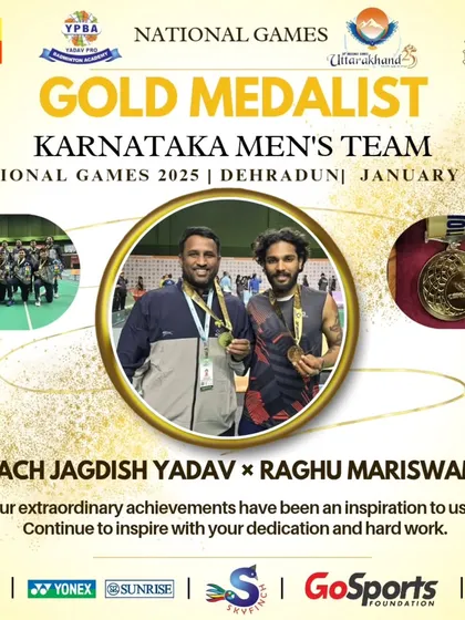 Leading from the front. It was an honor to coach the Karnataka Men's Team, with my player Raghu Mariswamy leading the charge, to a Gold Medal victory at the National Games.