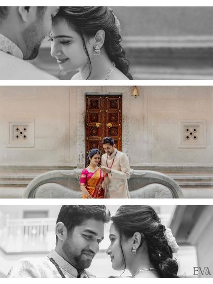 A collage of moments from the engagement, including the ring exchange and intimate black and white portraits, telling a complete story of the day.