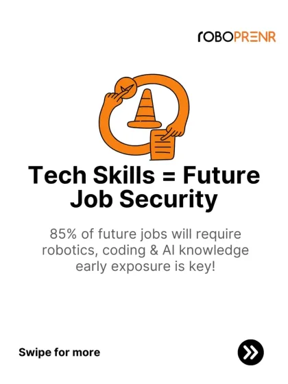 We believe tech skills equal future job security. With 85% of future jobs requiring robotics, coding, and AI knowledge, early exposure is key.